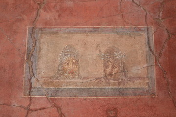Ancient Pompeii ruins interior art 