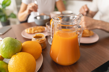 Man and woman having a healthy breakfast