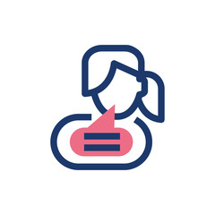 Isolated communication bubble and girl vector design