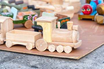 Fototapeta na wymiar Toy train made of wood