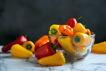 Raw mini sweet peppers