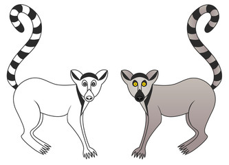 Funny lemur vector cartoon colored illustration sketch animal blue