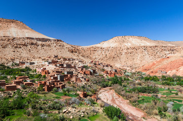 Street of the Kasbahs / Kasbahs in Dades valley in the south of Morocco, Africa.