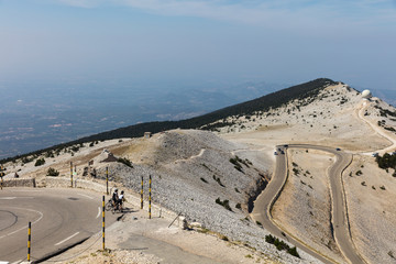 Cycling on Mont Ventoux. Provence. France.