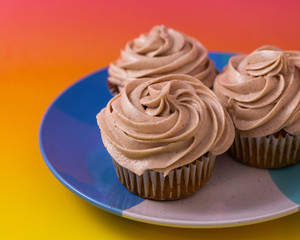 Cupcakes on a colorful background