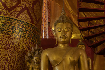 Ancient metal Buddha images in the church