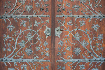 Door detail of the Sacred Heart of Jesus (Herz Jesu Kirche) in Graz, Styria region, Austria