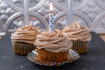 Birthday cupcake with a candle