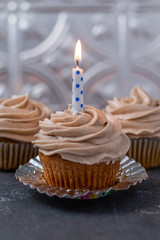 Birthday cupcake with a candle