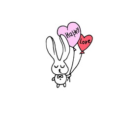 Valentines day illustration rabbit with balloons