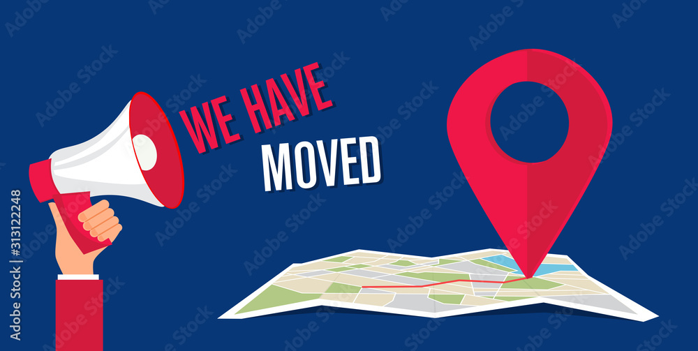 Poster we have moved, changed address navigation