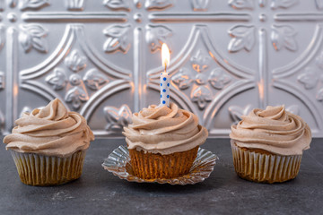 Birthday cupcake with a candle