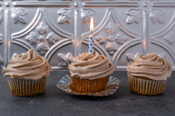 Birthday cupcake with a candle