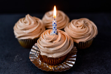 Birthday cupcake with a candle