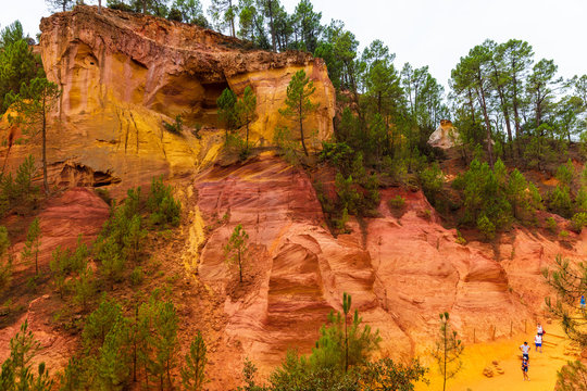 Unique red and orange hills in the province of Languedoc - Roussillon, France