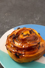 Cinnamon bun swirled with raisins