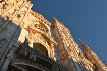 Fototapeta na wymiar Milan cathedral front at an angle