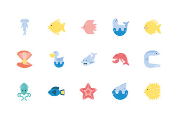 Fototapeta premium Isolated sea life icon set vector design