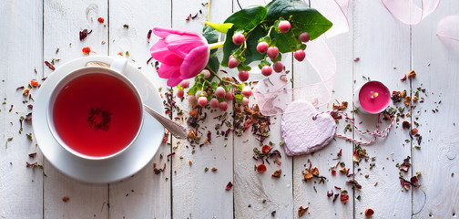 Mothers day still life with tea
