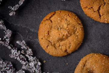 Christmas ginger molasses cookies with crystallized sugar 