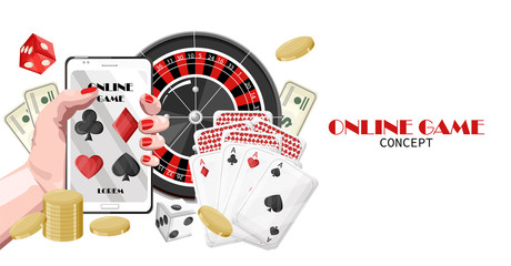 Casino concept with a rich man with money winning jackpot and roulette game