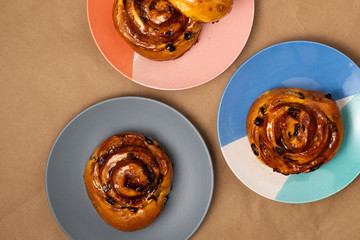 Cinnamon bun swirled with raisins