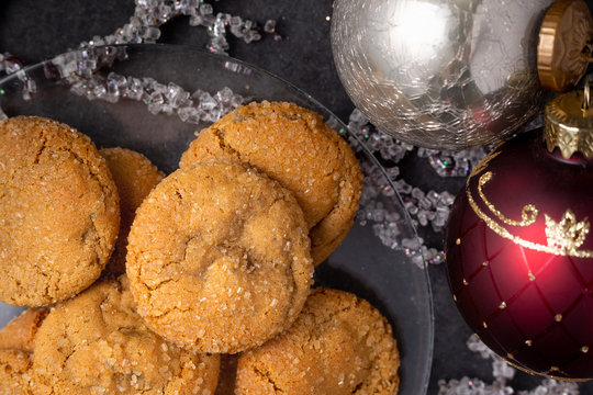 Christmas Ginger Molasses Cookies With Crystallized Sugar 