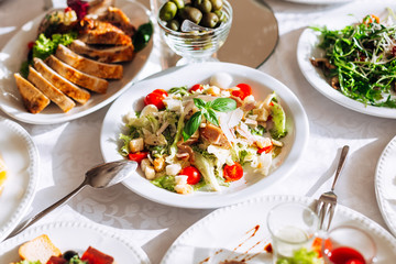 caesar salad on festive table