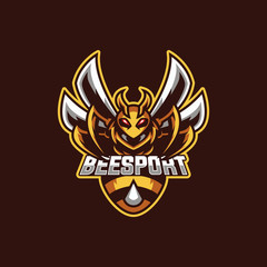 bee mascot and gaming logo modern style