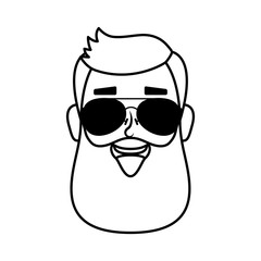 young man head with beard and sunglasses