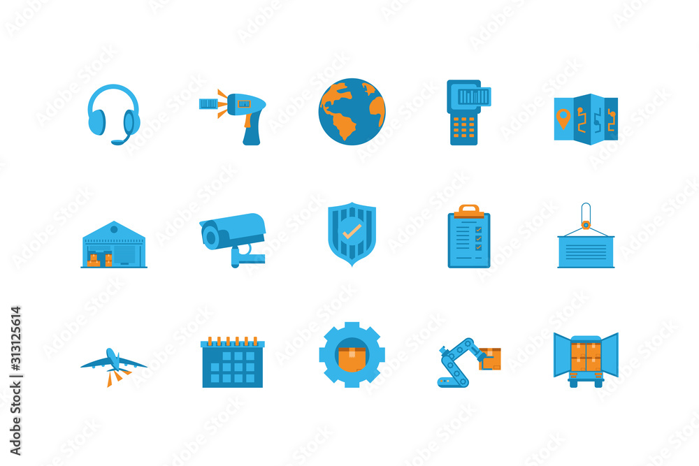 Poster isolated delivery icon set vector design