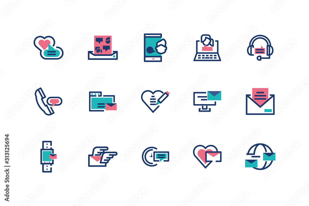 Poster isolated messages icon set vector design