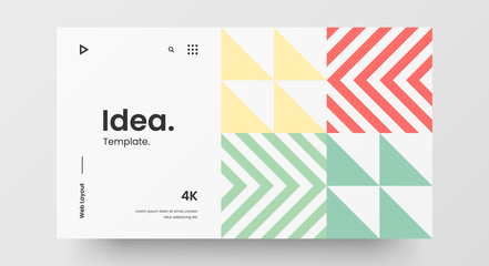 Fototapeta premium Creative horizontal website screen part for responsive web design project development. Abstract geometric pattern banner layout mock up. Corporate landing page block vector illustration template.