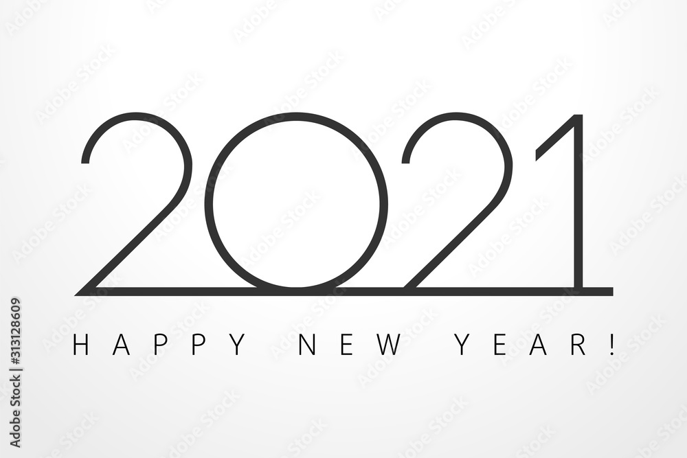 Fototapete 2021 logo. merry christmas and a happy new year seasonal calender numbers concept, minimalism style 