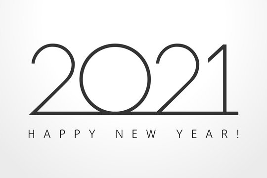 2021 logo. Merry Christmas and A Happy New Year seasonal calender numbers concept, minimalism style script. Abstract isolated graphic web design template. Creative idea, black number, white background