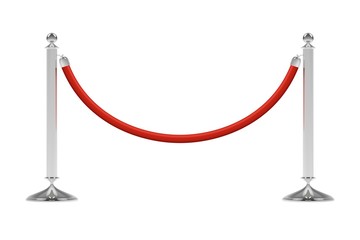 Barriers with red rope on silver stanchions