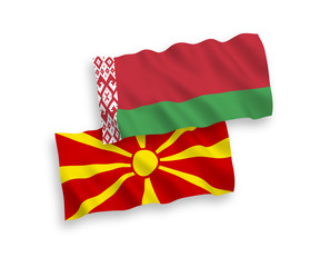 Flags of Belarus and North Macedonia on a white background