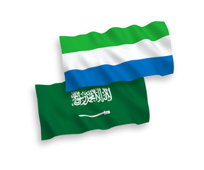 Flags of Saudi Arabia and Sierra Leone on a white background