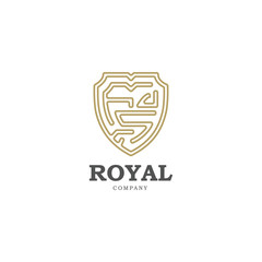 Abstract shield maze royal security logo template vector