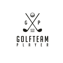 Simple vintage retro crossed stick golf logo design