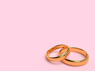 Two wedding gold rings with blank space