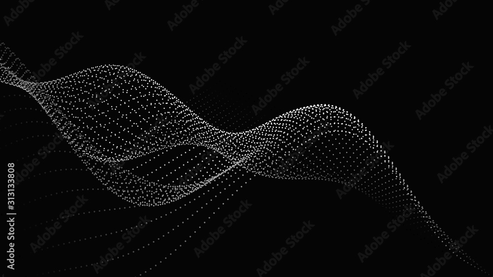 Poster Abstract digital wave of particles. Futuristic point wave. Technology background vector. Vector illustration
