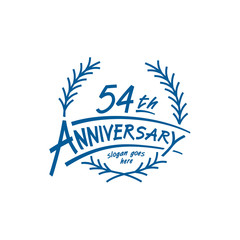 54 years design template. Fifty fourth years logo. Vector and illustration. 