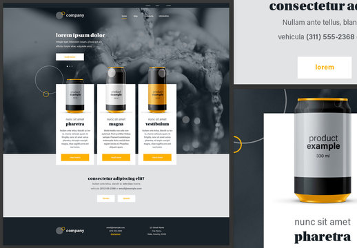 Homepage Website Design Layout Black and White with Yellow Accents