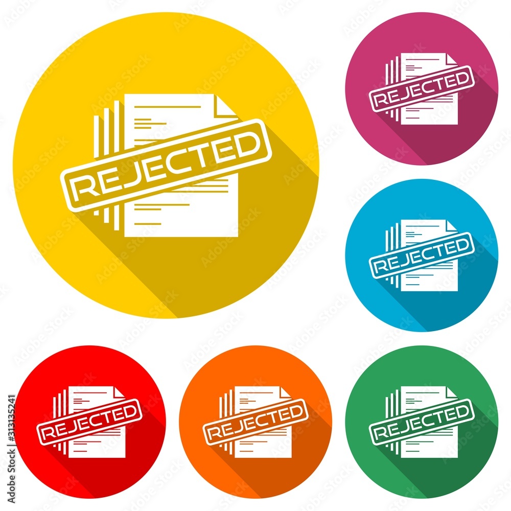 Poster rejected file document icon with long shadow