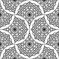 Abstract mandala fish scale seamless pattern. Ornamental tile, mosaic background. Floral patchwork infinity card. Arabic, Indian, ottoman motifs. Vector illustration.   © _aine_