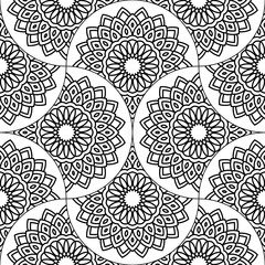 Abstract mandala fish scale seamless pattern. Ornamental tile, mosaic background. Floral patchwork infinity card. Arabic, Indian, ottoman motifs. Vector illustration.   © _aine_