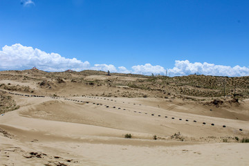 view of desert in Qinghai