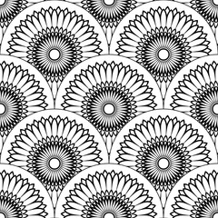 Abstract mandala fish scale seamless pattern. Ornamental tile, mosaic background. Floral patchwork infinity card. Arabic, Indian, ottoman motifs. Vector illustration.   © _aine_