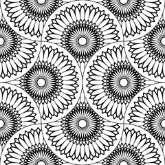 Abstract mandala fish scale seamless pattern. Ornamental tile, mosaic background. Floral patchwork infinity card. Arabic, Indian, ottoman motifs. Vector illustration.   © _aine_